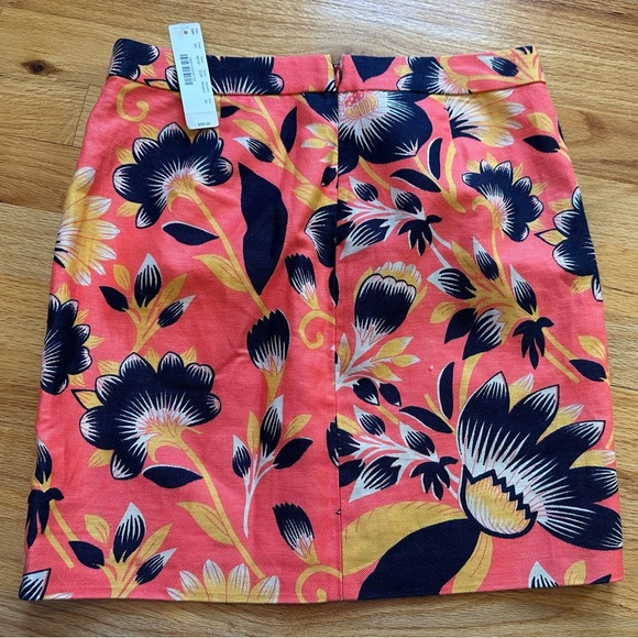 NWT J. Crew Linen Blend Mini Orange Floral Skirt - Picture 7 of 9
